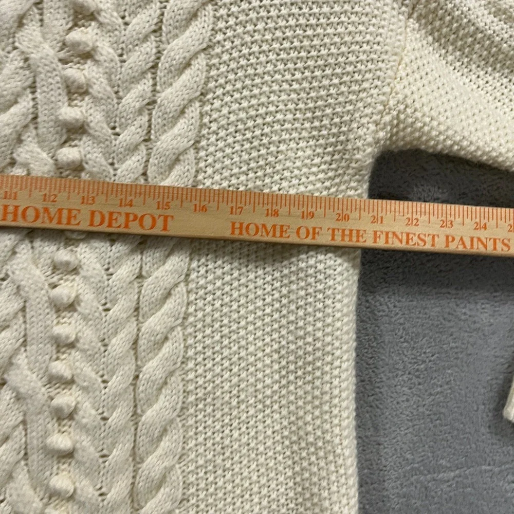 J Crew Sweater Womens Medium Cable Knit Ivory Wool Knit Fishermens‎ Pullover